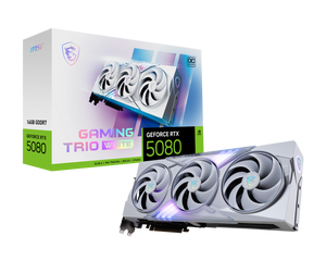 MSI GeForce RTX 5080 16GB Gaming Trio OC White Graphics Card - Mansa Computers