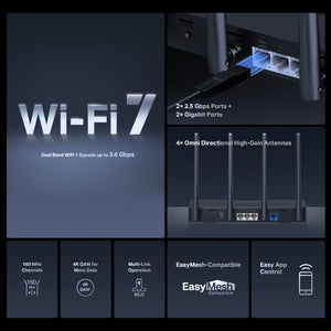 Mercusys MR27BE BE3600 Dual Band Wi-Fi 7 Router - Mansa Computers