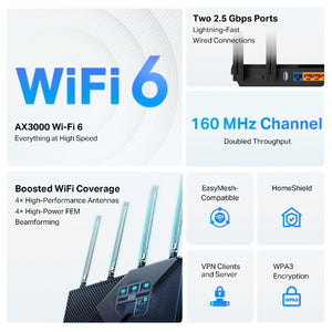 TP-Link Archer AX55 Pro AX3000 WiFi 6 Router - Mansa Computers