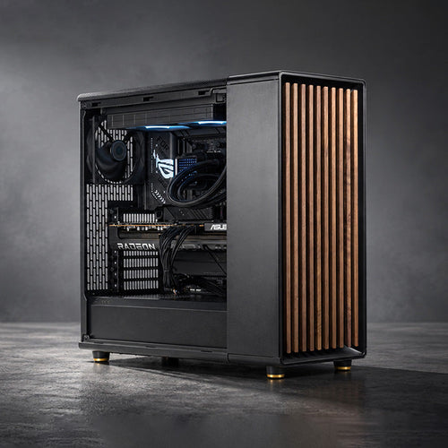 Custom gaming PC Singapore in Fractal Design North Black case with walnut wood front panel