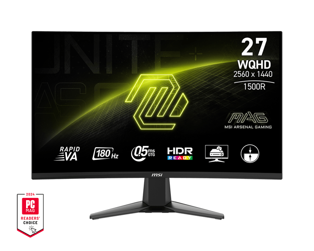 MSI ARSENAL GAMING 27" MAG 27CQ6F Rapid VA 180Hz Monitor - Mansa Computers