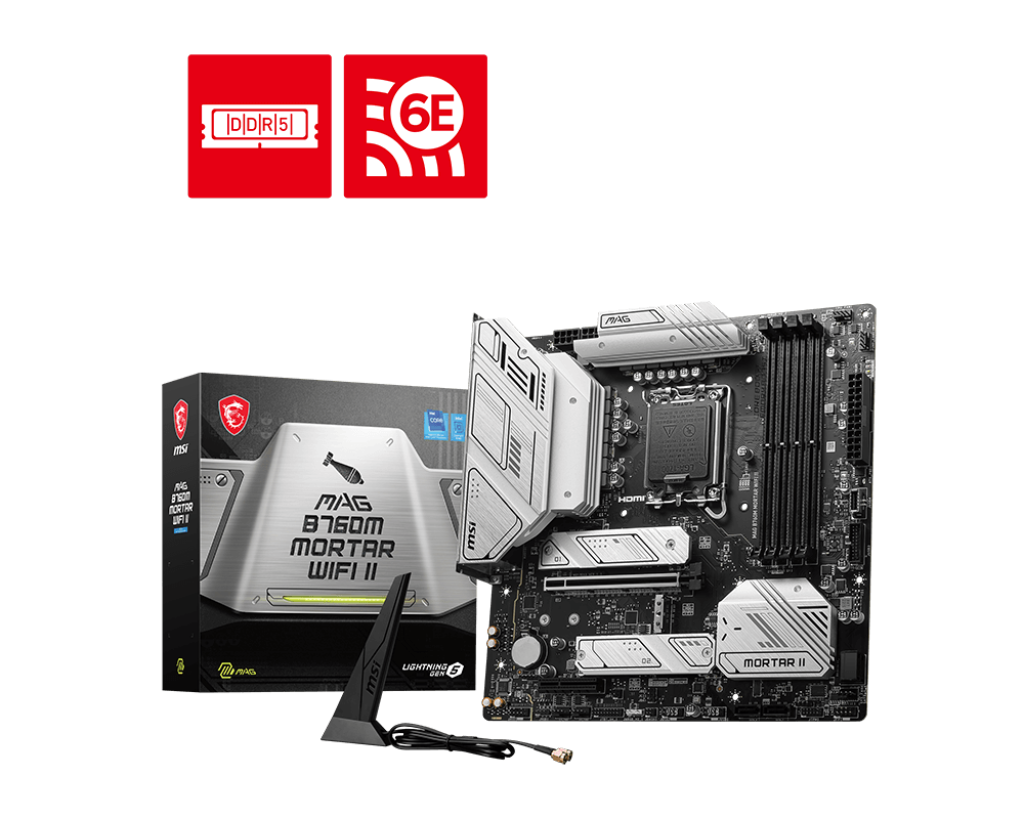 MSI B760M MAG Mortar II WIFI 6E & Bluetooth DDR5 MATX Motherboard - Mansa Computers
