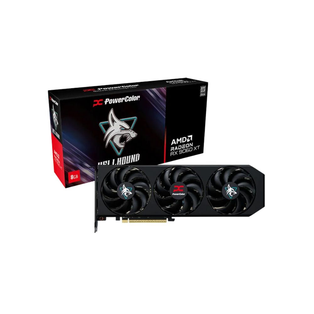 PowerColor RX 9060 XT Hellhound 8GB GDDR6 Graphic Card - Mansa Computers