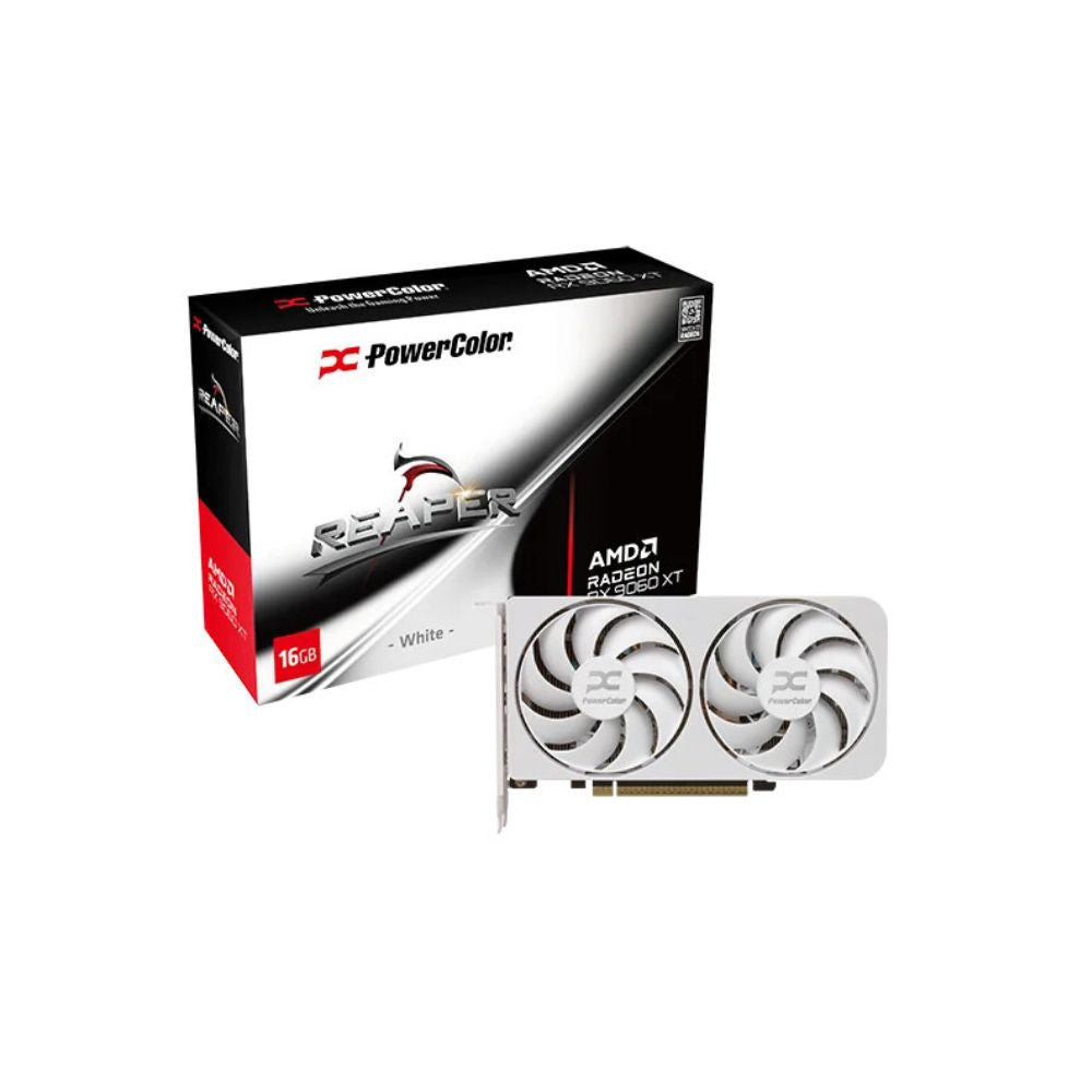 PowerColor RX 9060 XT Reaper White 16GB GDDR6 Graphic Card - Mansa Computers