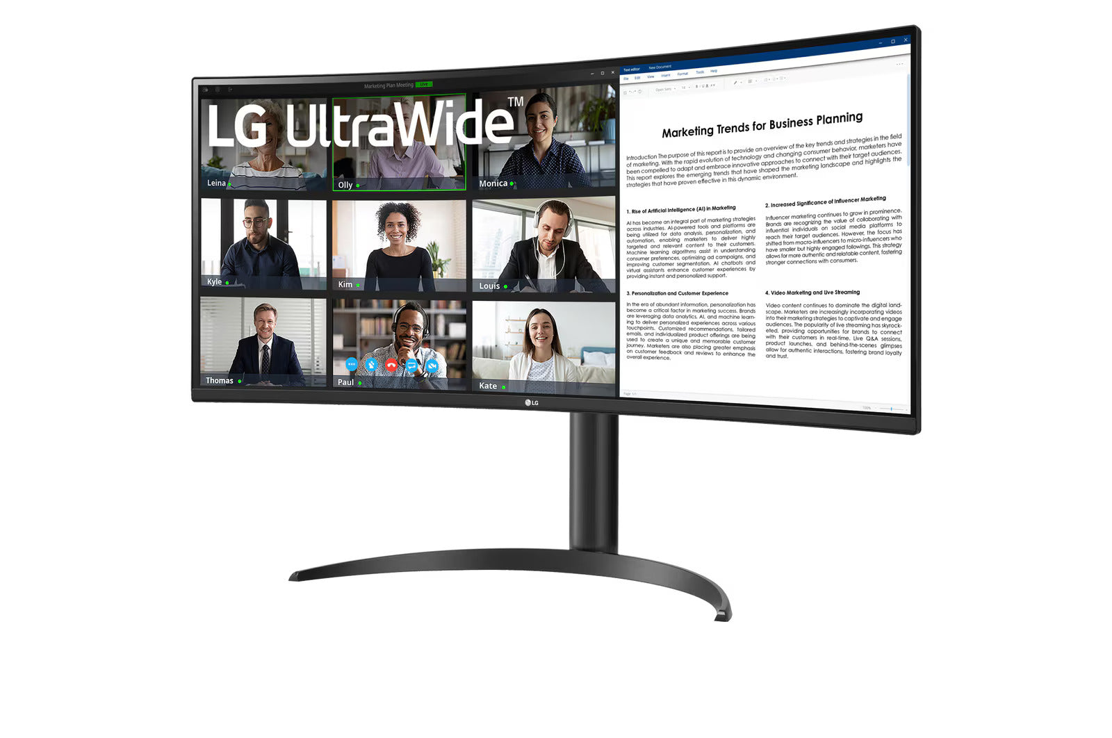 LG 34WR55QK-B 34" VA UltraWide QHD 2K 100Hz Curved Monitor - Mansa Computers