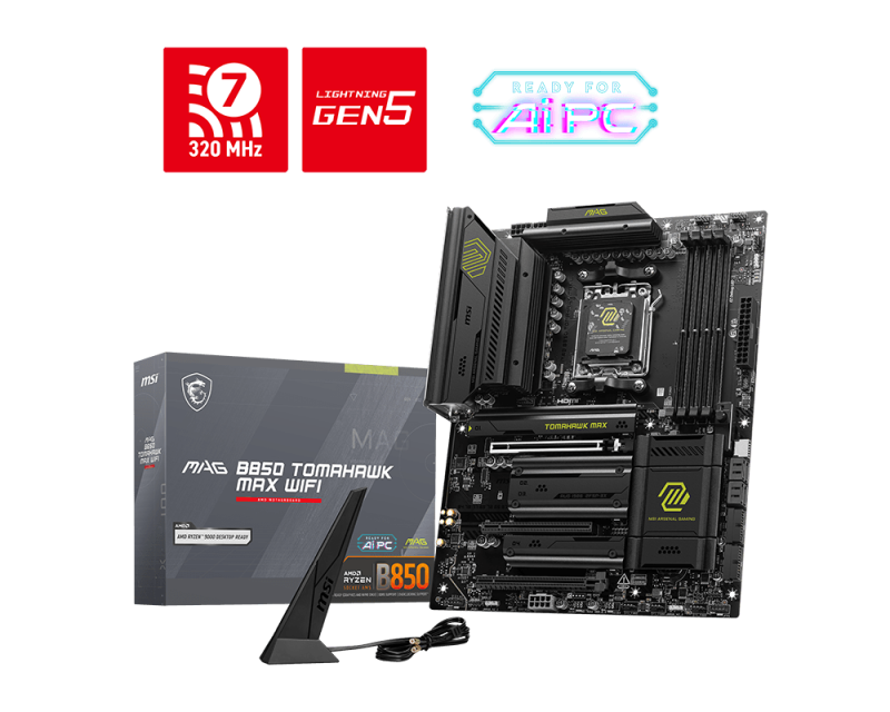 MSI MAG B850 TOMAHAWK MAX Wi-Fi 7 & Bluetooth DDR5 ATX Motherboard