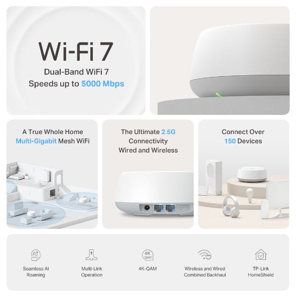 TP-Link Deco BE25 BE5000 Whole Home Mesh WiFi 7 System (1-pack) - Mansa Computers