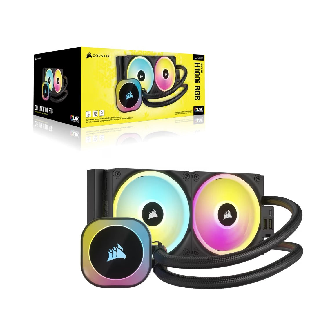 CORSAIR iCUE LINK H100i RGB Liquid CPU Cooler - QX120 RGB Fans - 240mm Radiator - Mansa Computers