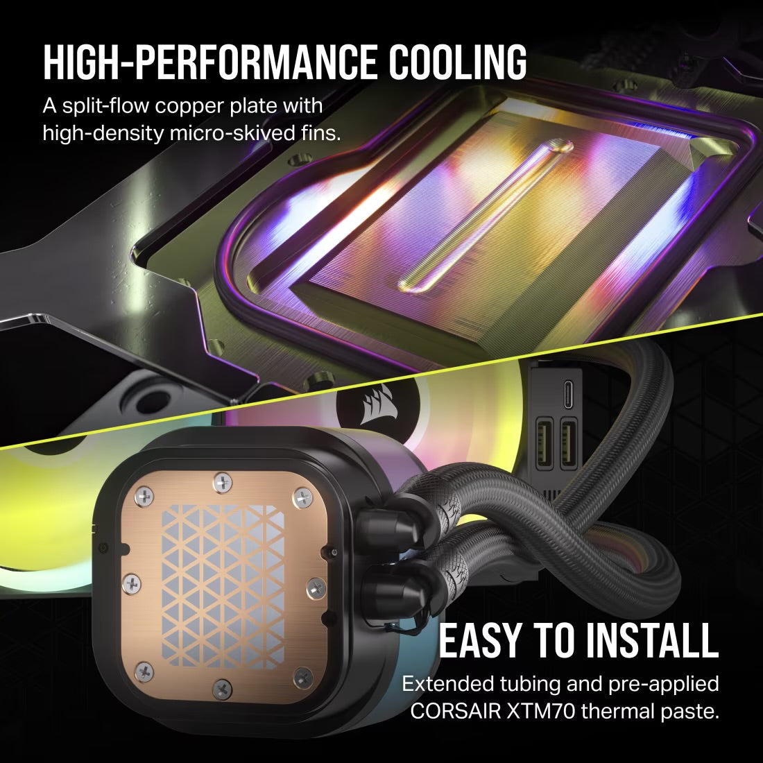 CORSAIR iCUE LINK H100i RGB Liquid CPU Cooler - QX120 RGB Fans - 240mm Radiator - Mansa Computers