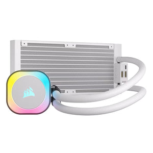 CORSAIR iCUE LINK H100i RGB White Liquid CPU Cooler - QX120 RGB Fans - 240mm Radiator