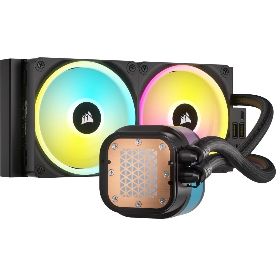 CORSAIR iCUE LINK H100i LCD Liquid CPU Cooler - QX120 RGB Fans - IPS LCD - 240mm Radiator - Mansa Computers