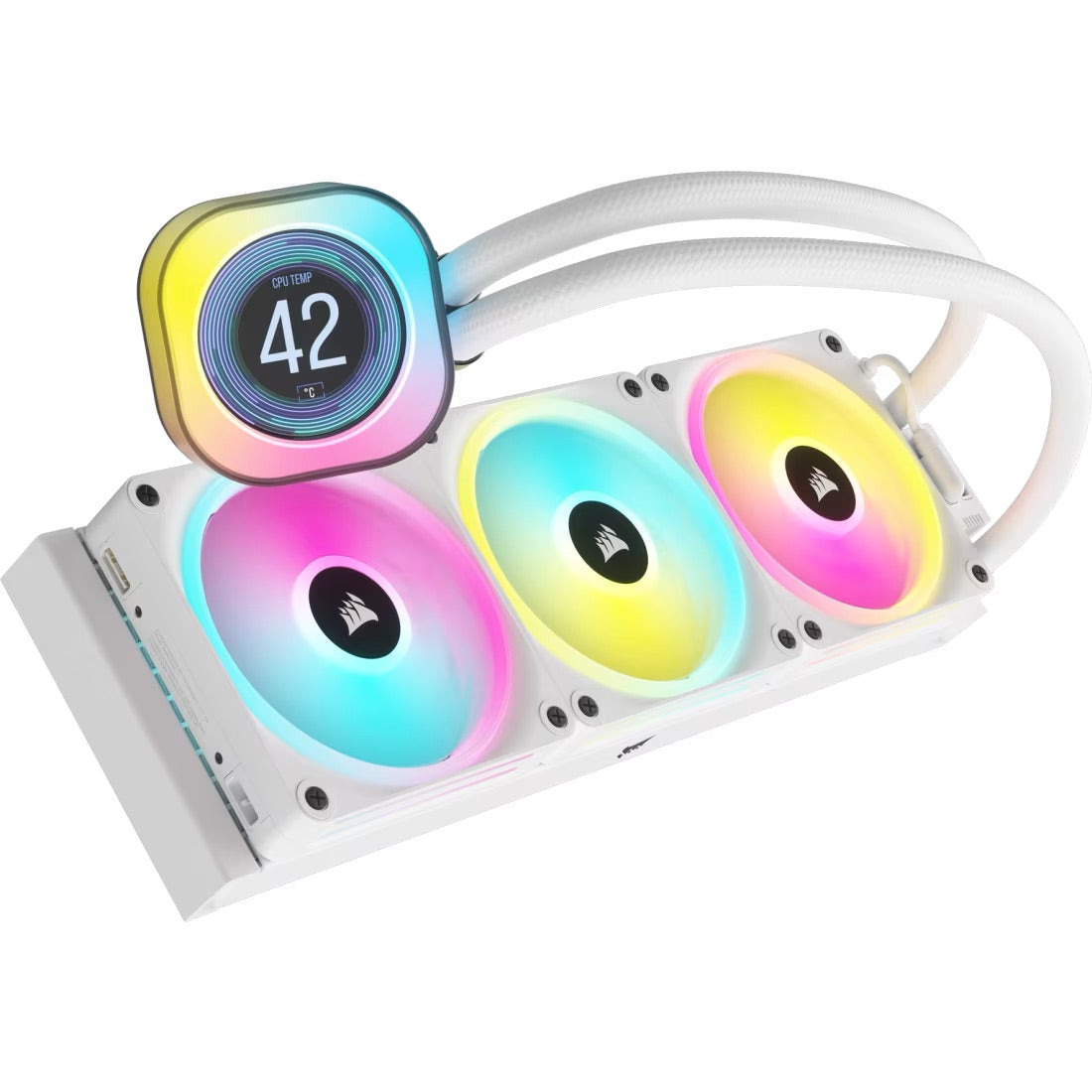 CORSAIR iCUE LINK H150i LCD Liquid CPU Cooler - QX120 RGB Fans - IPS LCD - 360mm Radiator - White