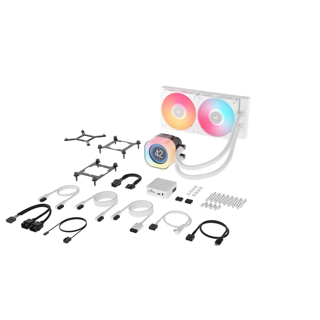 CORSAIR iCUE LINK TITAN 240 RX LCD Liquid CPU Cooler - White - Mansa Computers