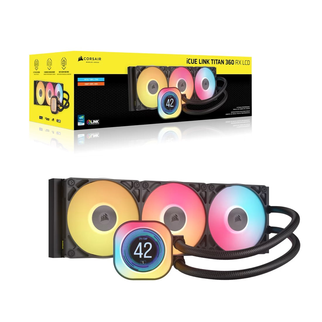 CORSAIR iCUE LINK TITAN 360 RX LCD Liquid CPU Cooler