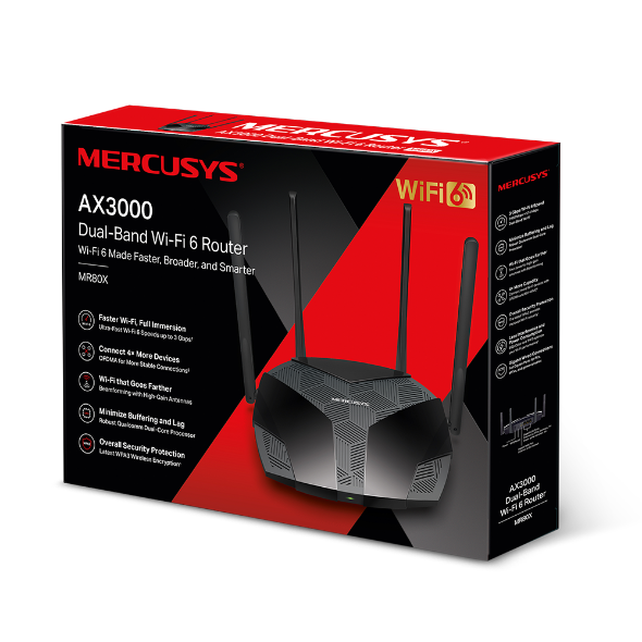 Mercusys MR80X AX3000 Dual-Band Wi-Fi 6 Router - Mansa Computers