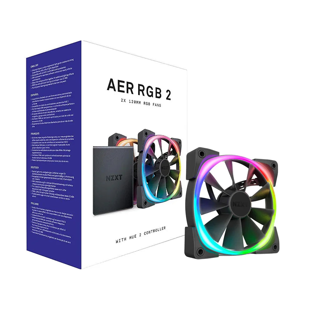 NZXT AER 2 120MM RGB Fans (Twin Pack) - Mansa Computers