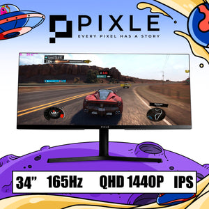 PIXLE 34" Ultra Wide WQHD 165Hz 1ms IPS Gaming Monitor