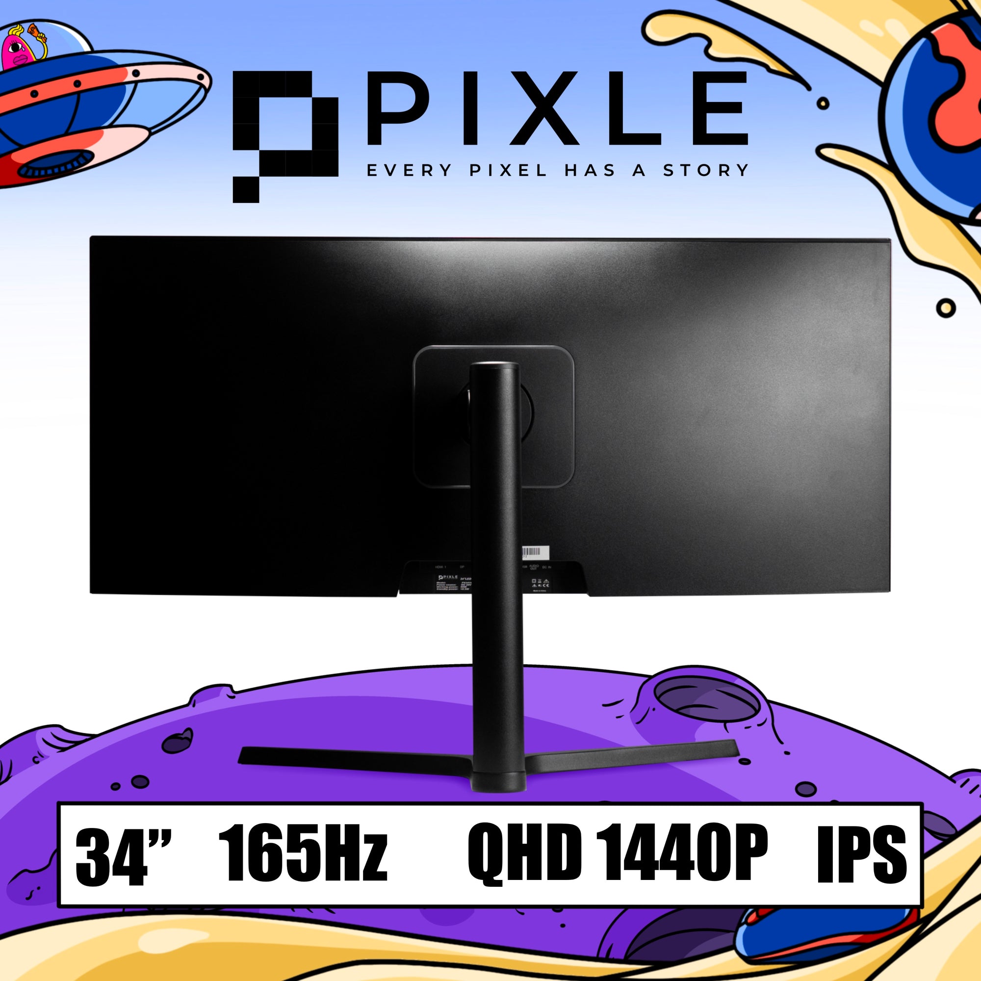 PIXLE 34" Ultra Wide WQHD 165Hz 1ms IPS Gaming Monitor