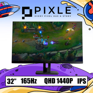 PIXLE 32" 2K QHD 165Hz 1ms Flat Fast IPS Gaming Monitor