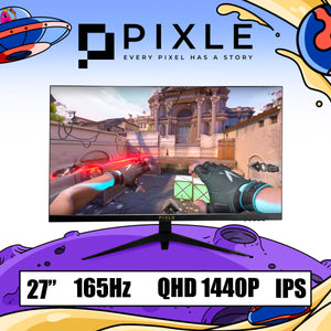 PIXLE 27" 2K QHD 165Hz 1ms Flat IPS Gaming Monitor